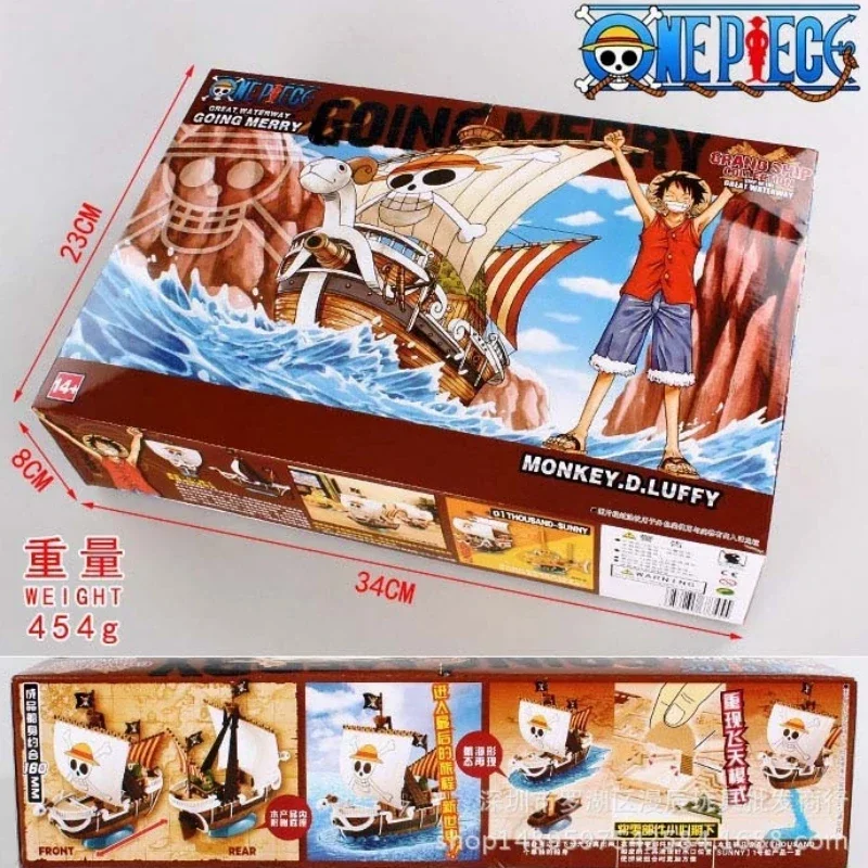 New Anime One Piece Marine Pirate Boat Thousand Sunny Figurines Statue Pvc Action Figure Collection Model Assembled Ship Toys