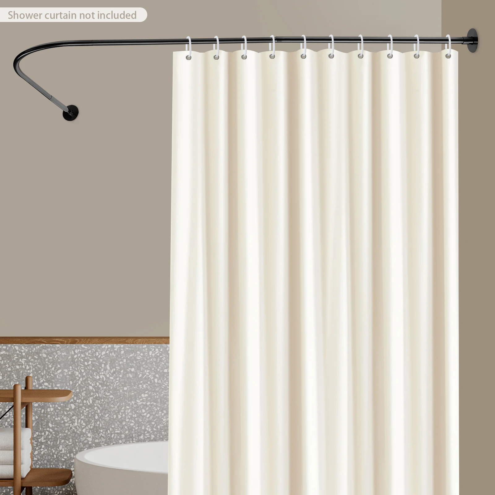 

Черная угловая телескопическая штанга для душевой занавески L-образной формы без сверления, из нержавеющей стали, для ванной комнаты и гардероба