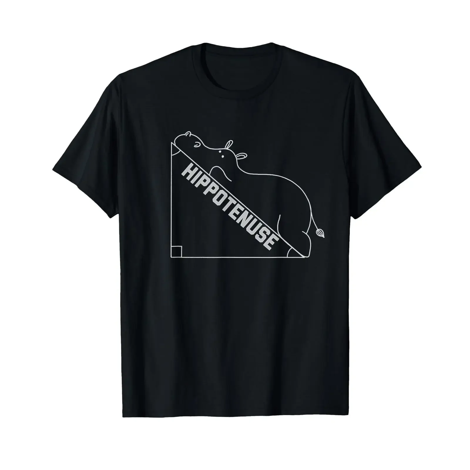 Funny Hypotenuse Geometry Mathematics Animal Hippo Pun T Shirt black vintage Washed fashion Stretched Unisex streetwear