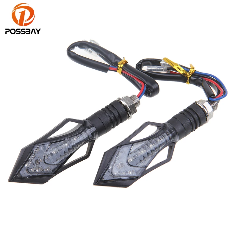 

Светодиодный указатель поворота POSSBAY для мотоцикла, индикатор поворота желтого, синего цвета, лампа для Кафе Racer Flasher для Yamaha Suzuki Harley Honda