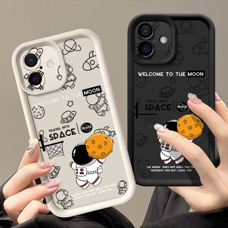 

For iPhone 16 Pro Max Case Cartoon Space Astronaut Basketball TPU Soft Cover For iPhone 15 Pro Max Funda iPhone 13 14 12 11 16e
