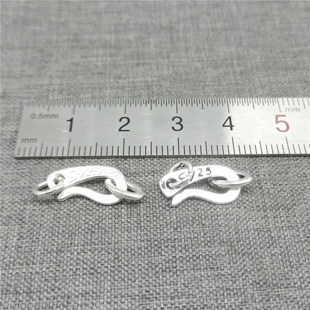 2 Pieces of 925 Sterling Silver Hook Clasps with Closed Jump Rings for Bracelet Necklace