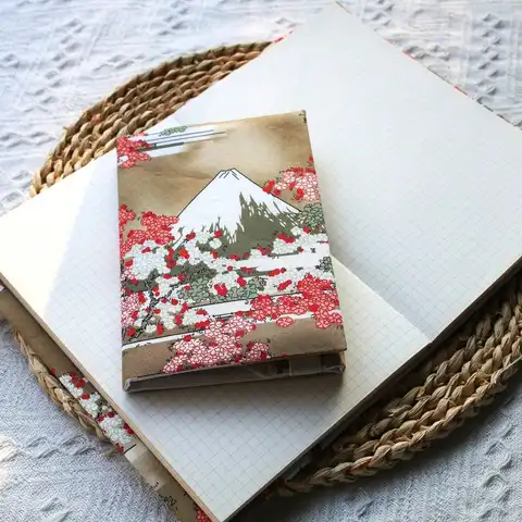 Bilashmart Fromthenon 1PC A5 A6 Weeks Sakura and Mount Cloth Book Cover Planner Case Cover Protective Shell Office Stationery Supplies