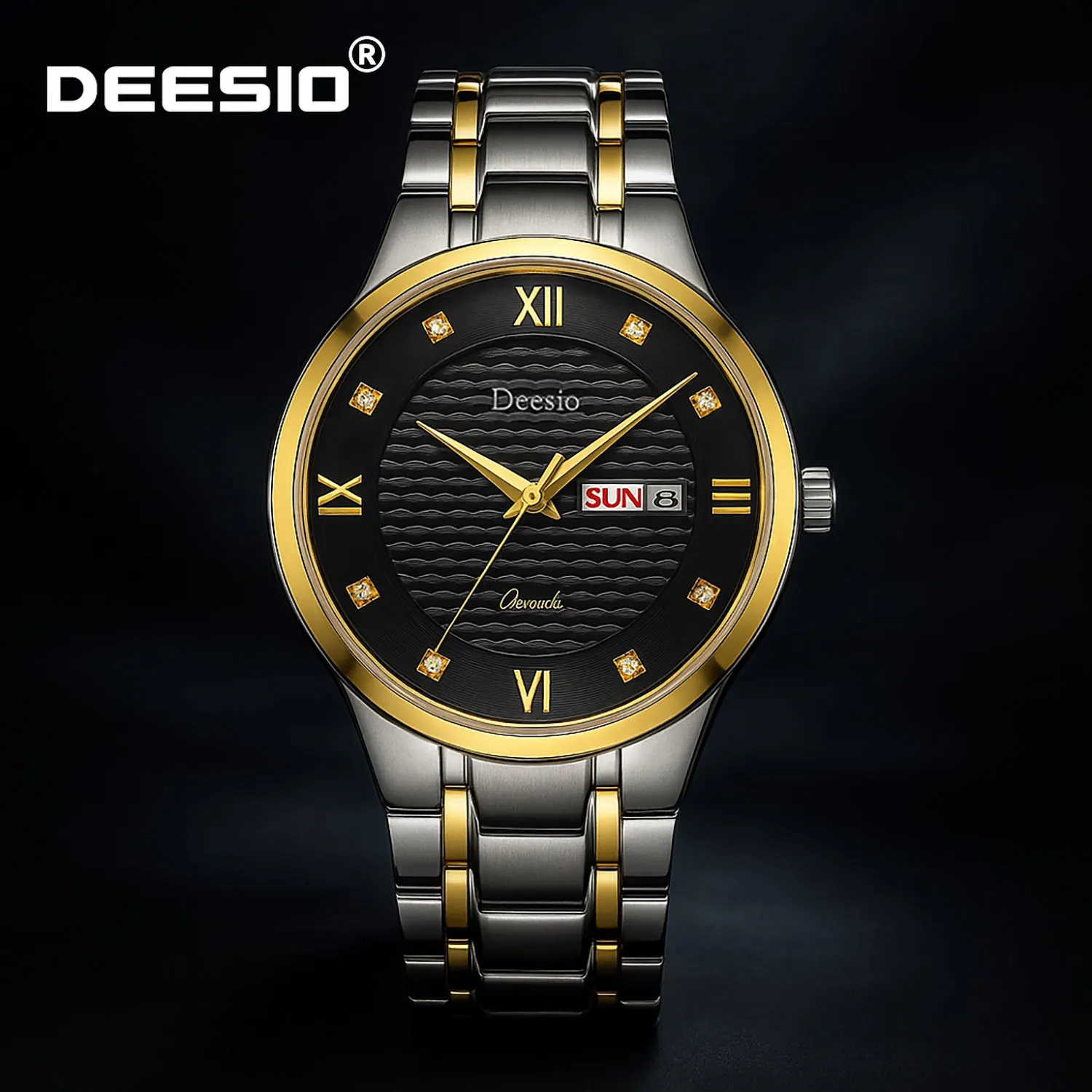 

Роскошные мужские часы Deesio, японский кварцевый механизм, циферблат из нержавеющей стали, браслет, деловые часы, водонепроницаемые, 30 м, подарок