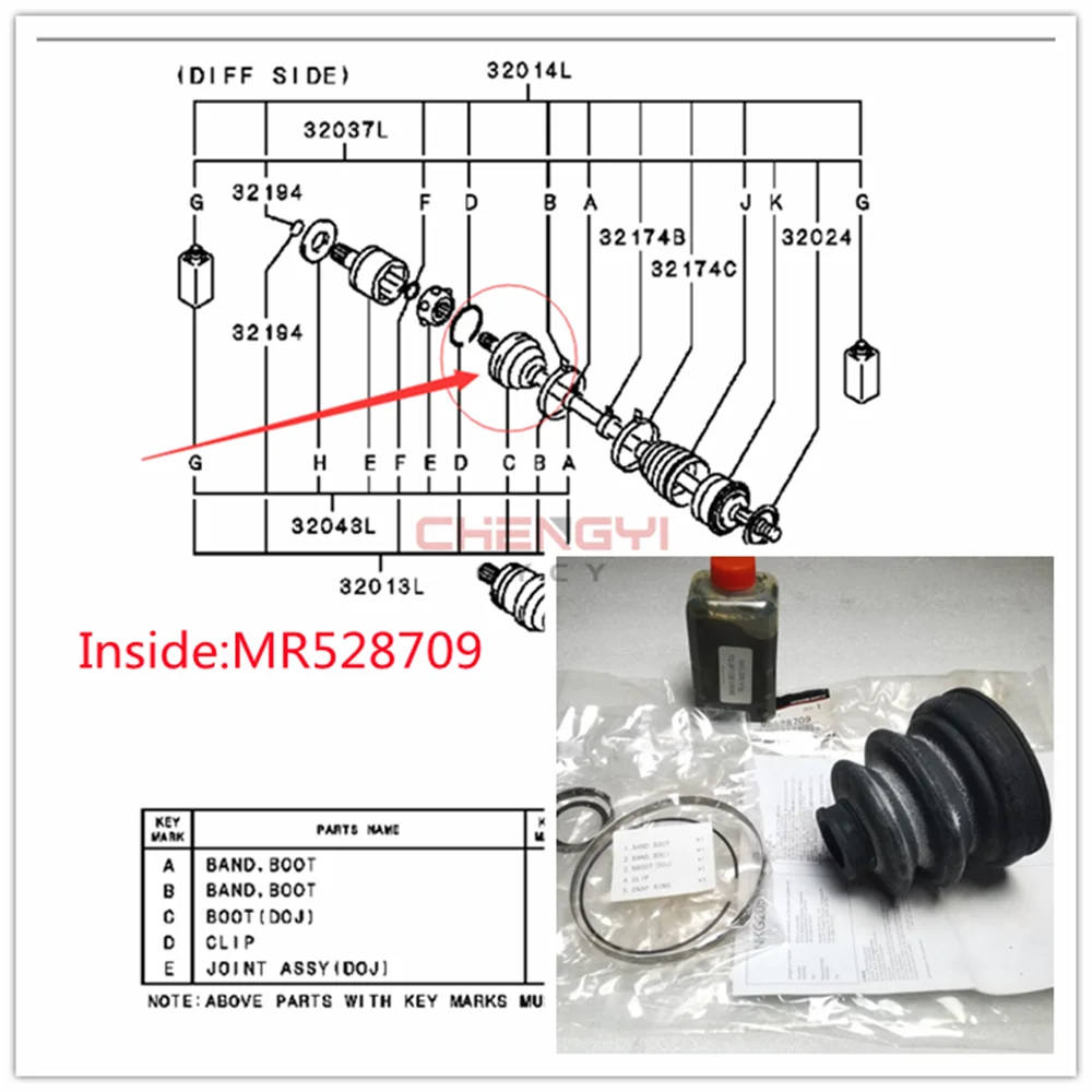 Repair Kit For Front Axle Shaft Ball Cage Dust Boot For Pajero Montero Sport V31 V33W V43W V63W V73W V75W V78W MR528639 MR528709