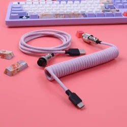 Mechanical Keyboard Data Cable Type-C to USB Cable GX16 Cable Macaron Color Coiled Keyboard Cable
