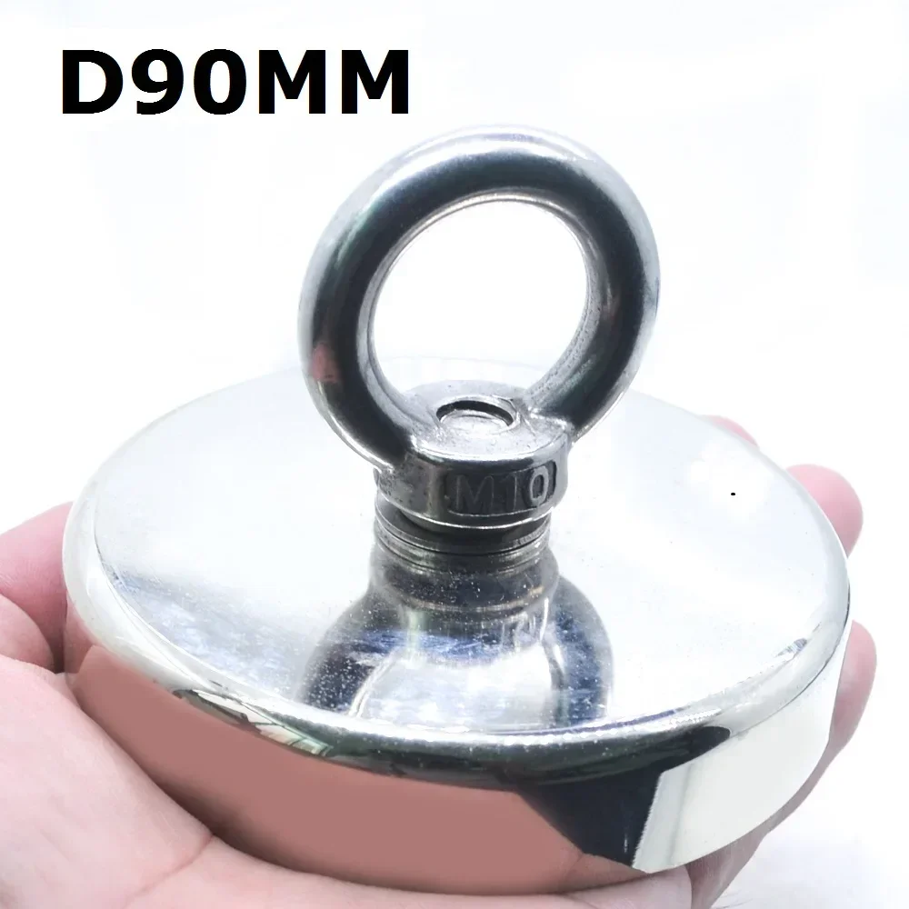 Super Strong Neodymium Fishing Magnets D60 D75 D90 Rare Earth Magnet with Countersunk Hole Eyebolt for River Retrieving