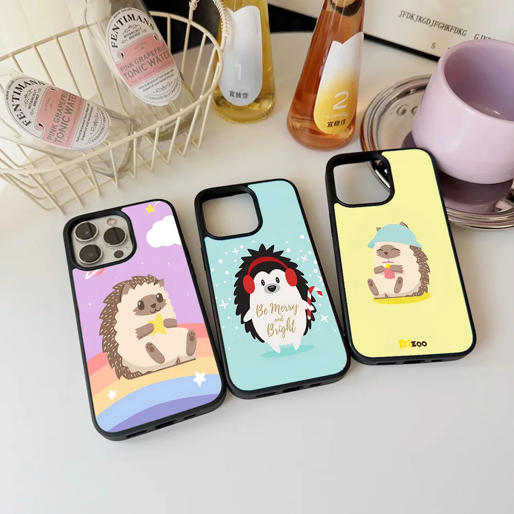 Hedgehog Animal Phone Case For IPhone 11 12 13 14 15 16 Plus Pro Max Mirror Acrylic PC TPU Cover