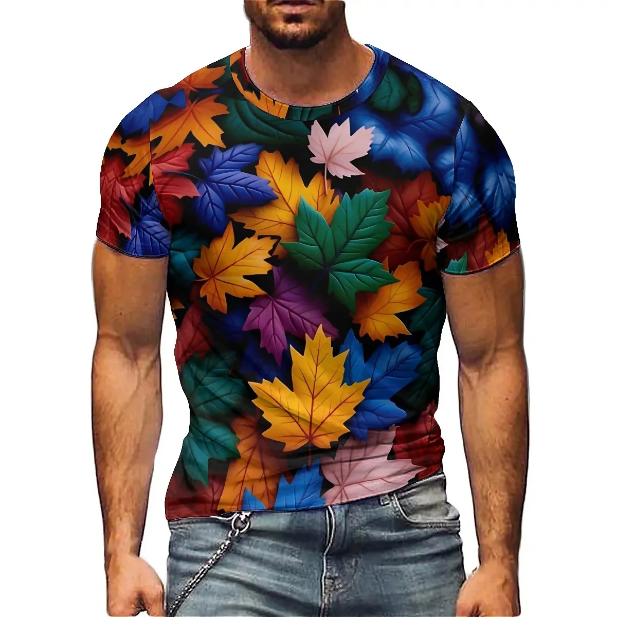 

Men's 3D Printed Short Sleeve T-Shirt - Holiday Costume Cartoon Pattern, High-Quality 3D Tee