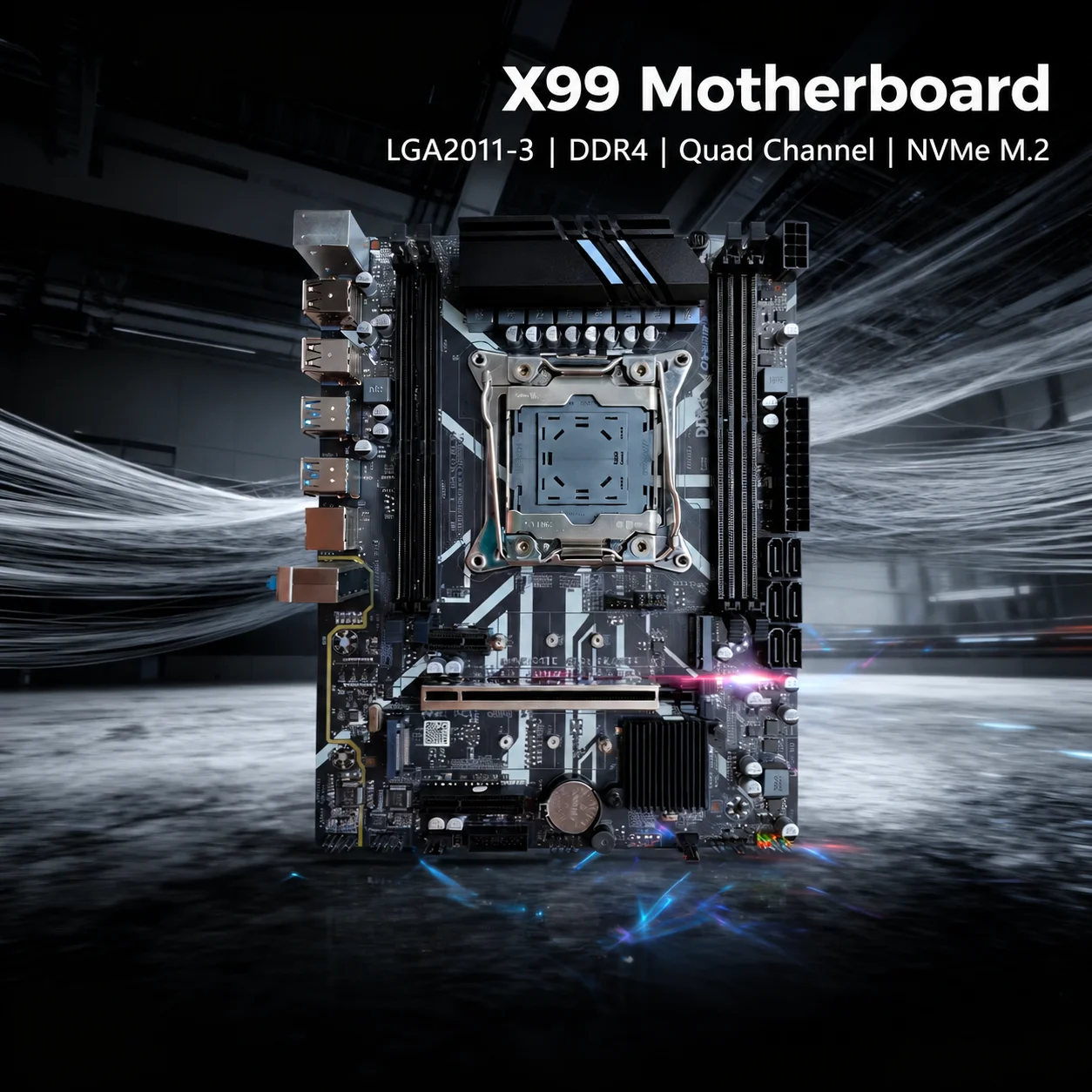 Carte mère X99 LGA2011-3 E5 V3 V4 DDR4 ECC REG Quad Channel C612 8-Phase SATA3 NVMe M.2 pour ordinateur de bureau
