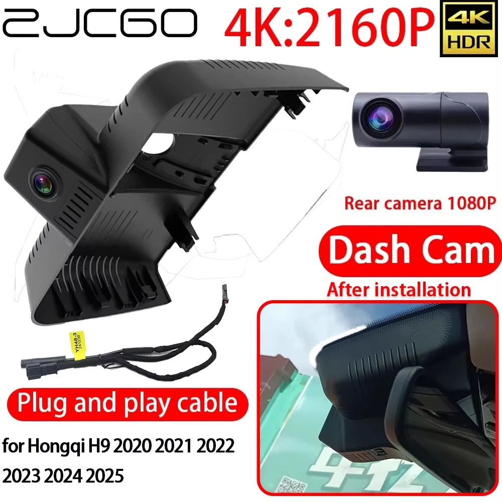 

ZJCGO for Hongqi H9 2020 2021 2022 2023 2024 2025 4K Car DVR Dash Cam Wifi Front Rear Sony Lens Camera 24h Plug and Play Recorde