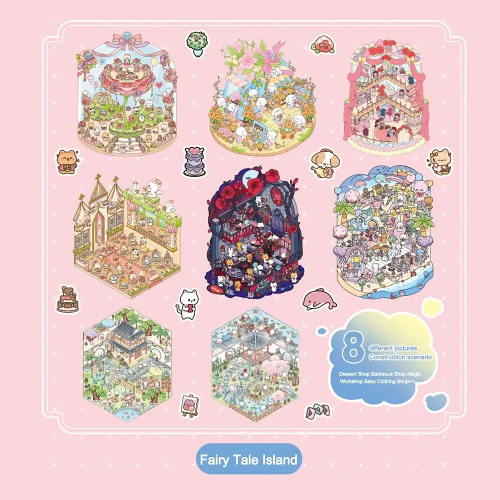 PET Miniature Scene Collection Decompression Visual Stacking 3D Pocket Cabin Scene Stickers DIY Toy Game Stickers Children Gifts