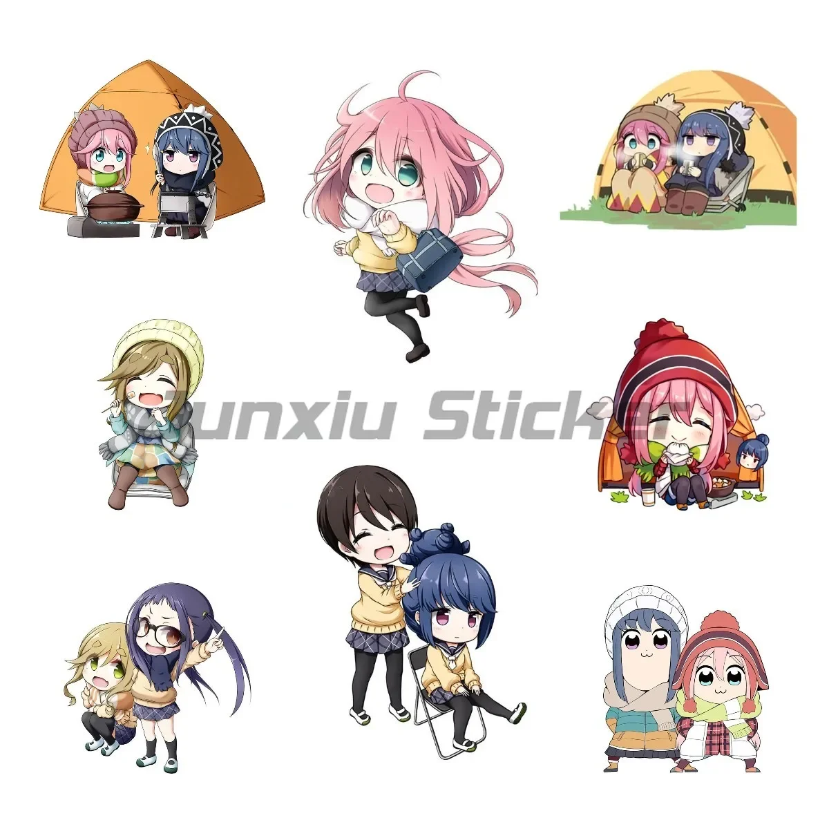 

Cartoon Anime Funny Car Stickers for Yuru Camp Scratch-proof Waterproof Decal Campervan Decor
