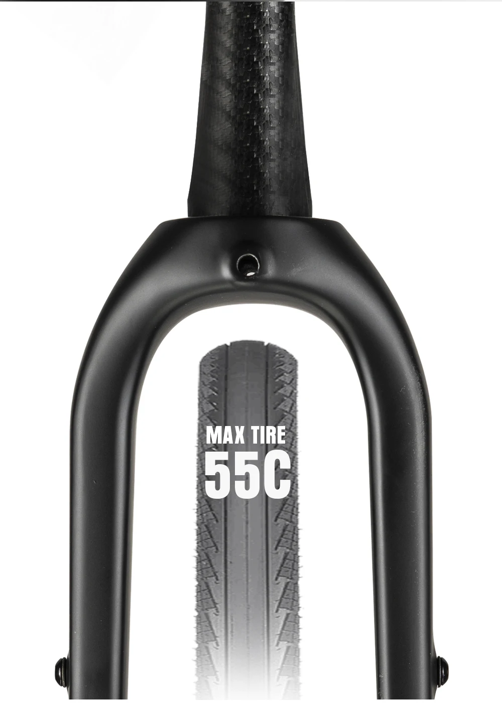 OG-EVKIN FK-020 Gravel-Gabel aus Carbonfaser, konische Gravel-Fahrrad-Vorderradgabel, Fahrradgabel, schwarz matt, 700C x 55C, Steckachse 12x100mm – Detail 12
