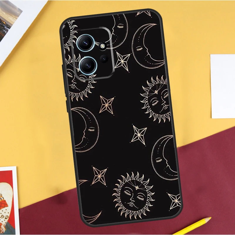 Celestial Mosaic Sun Moon Case For Xiaomi Redmi 12 9A 9C 10A 10C 12C Redmi Note 11 10 8 9 12 Pro 9S 10S 11S 12S Cover