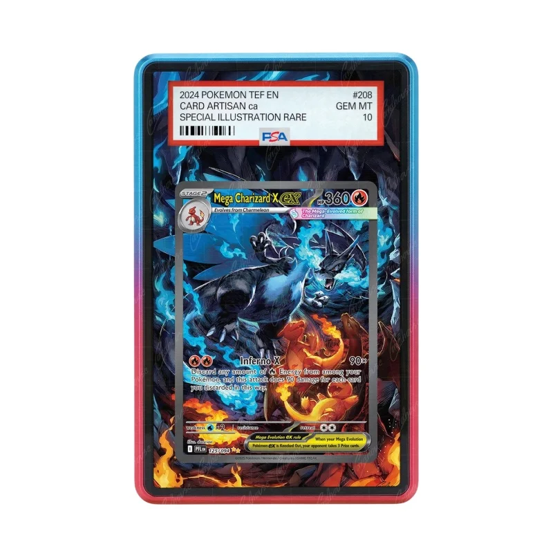 Psyduck Ribombee Mega Charizard X Ex Anime Card Extended Art Acrylic Display Collection Card Extended Painting Psa Display Rack
