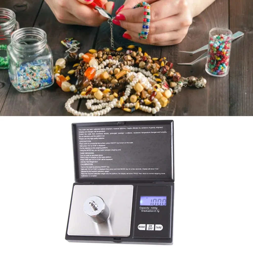 Plastic Stainless Steel Digital Pocket Scale Black Backlit LCD Display Portable Gram Scale Multi-Unit Measurement 0.1g Accuracy