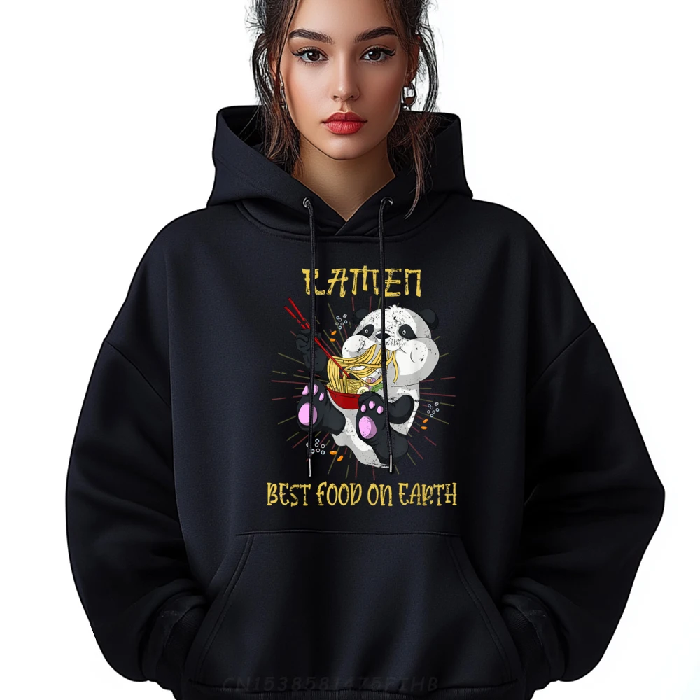 

Kawaii Animal Panda Bear Japanese Ramen Noodles Ramen Hoodies Men 100℅ Polyester Fiber Oversize Long Sleeve Illustration