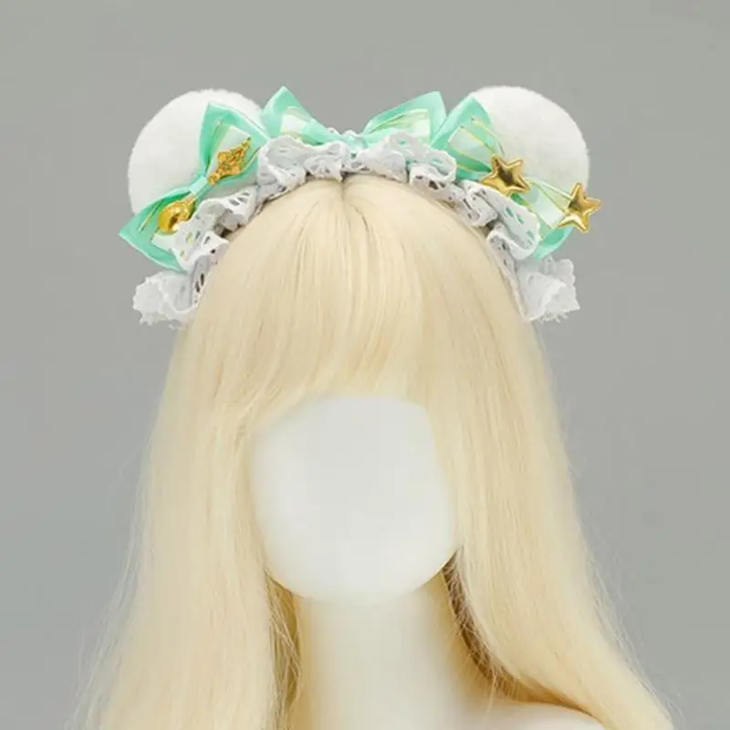 72xe Plüsch Bärenohren Haarband Cartoon Geburtstag Kopfbedeckung Weiches bequemes Stirnbänder für Frauen und Kinder