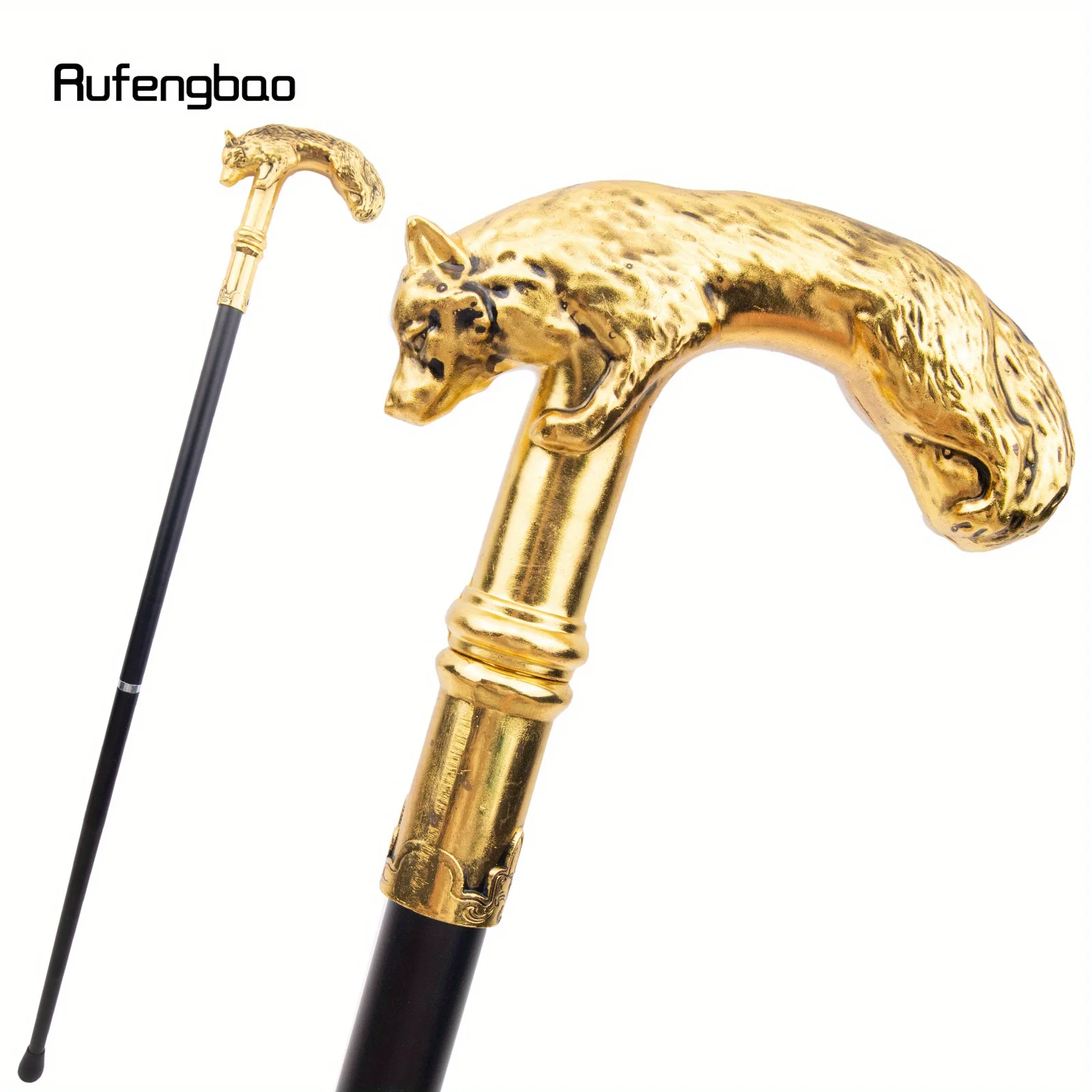 الذهبي الذئب عصا للمشي موضة ديكور عصا للمشي أنيقة تأثيري قصب مقبض Crosier أداء المرحلة قصب 90 سنتيمتر