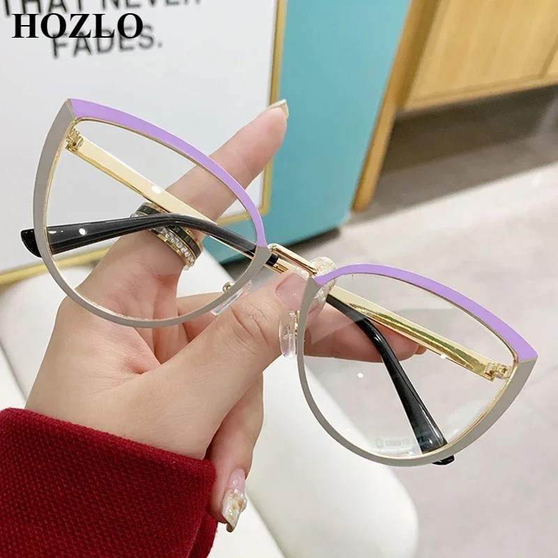 

Fashion Metal Women Cat Eyes Blue Light Blocking Reading Glasses Magnifier Ladies Farsighted Spectacles Longsighted Eyeglasses