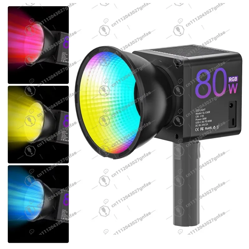 

80-ваттный RGB-видеосвет с аккумулятором 26800 мАч, портативный COB-светильник для фотографии, поддерживает индивидуальную настройку.