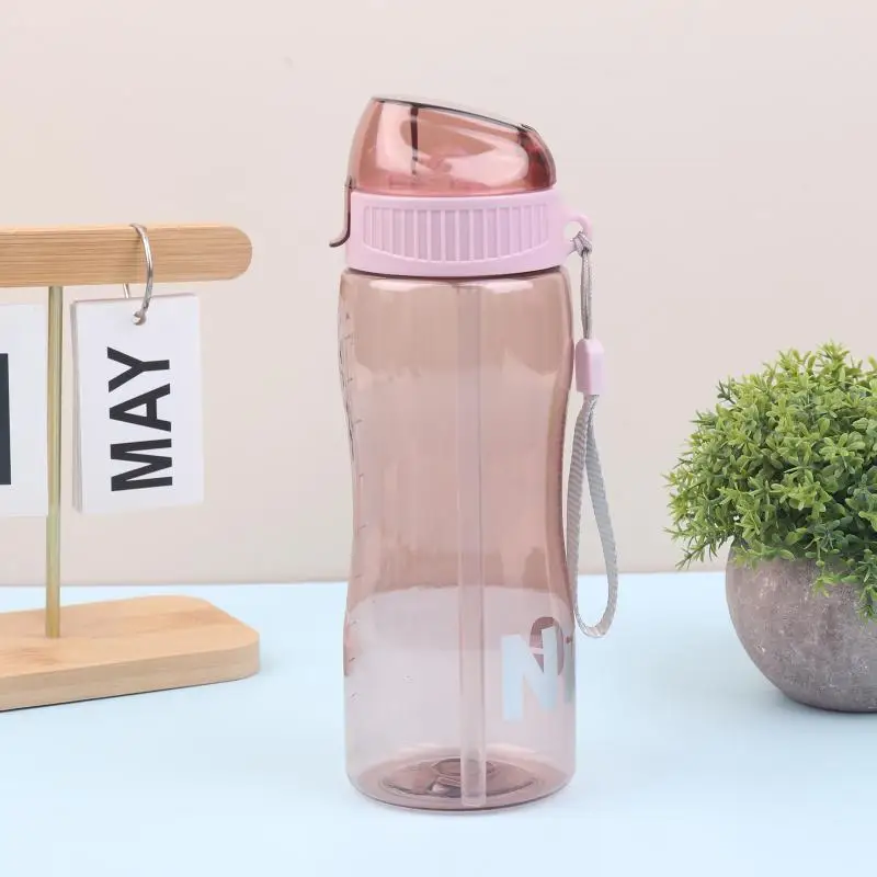 Portable 580ML Sports Water Bottle Plastic Straw Leakproof Design for Gym Yoga Travel Tea Coffee Drinking