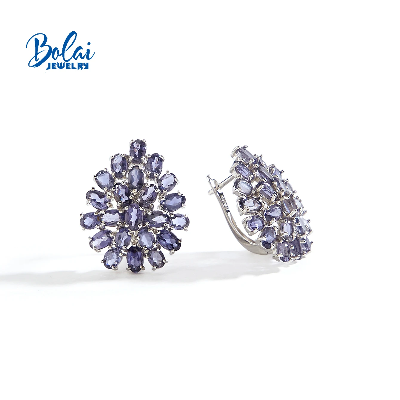 

Noble natural oval lolite women's Big earrings 925 Sterling Silver Gorgeous fine jewelry for birthday and anniversary gifts