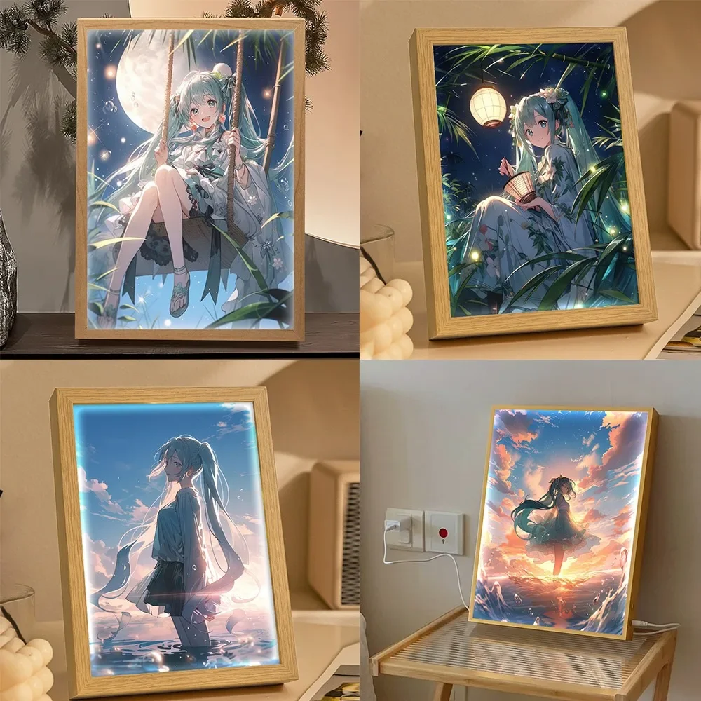 

Kawaii Hatsune Miku Anime Peripheral LED Living Room Bedroom Desktop Decorative Painting Night Lamp Cartoon TOY Festivals Gift