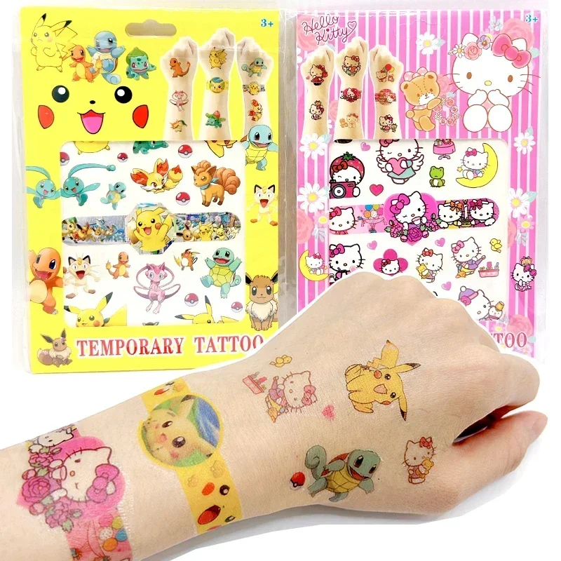 

4Pcs Pokemon Pikachu Hello Kitty Sticker Children Tattoo Stickers Water Transfer DIY Disposable Kid Birthday Party Boy Girl Gift