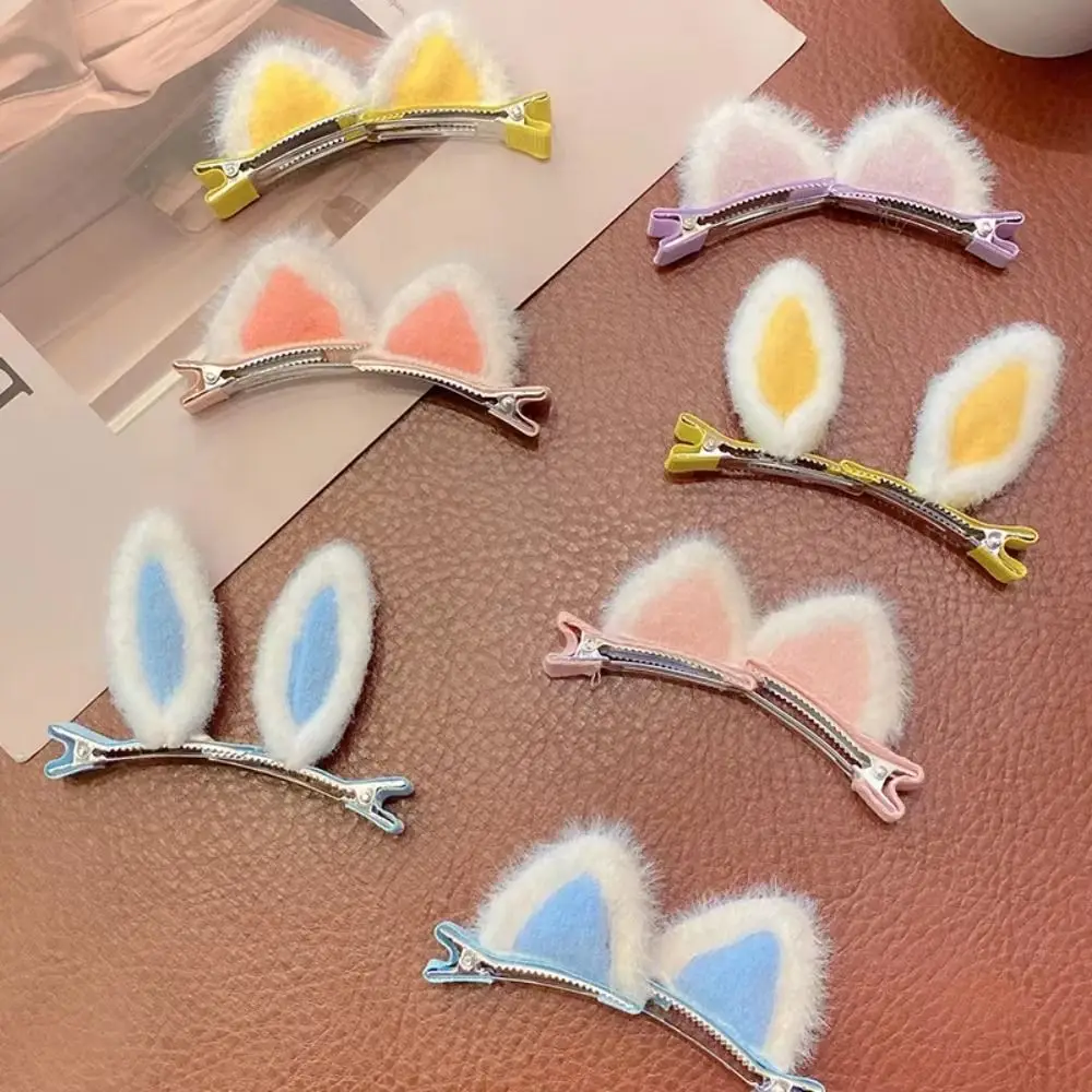 5 Pairs Material Cat Ears Hair Pin 3D Design Animal Ears Style Hair Pin Soft Texture Kids Size Hair Accessories