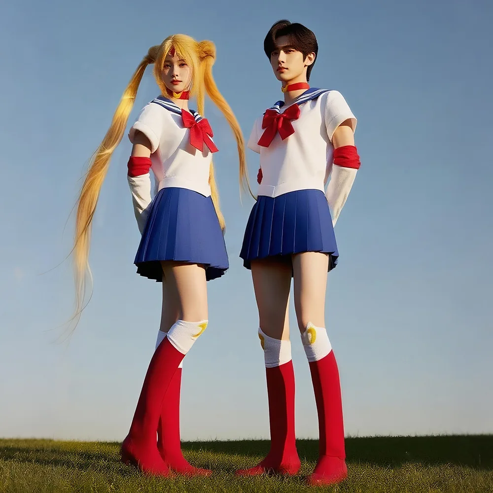 Disfraz de marinero de Anime, uniforme de Luna Tsukino Usagi, traje de marinero, conjunto de vestido para mujeres y hombres, trajes de disfraces de Carnaval de Halloween