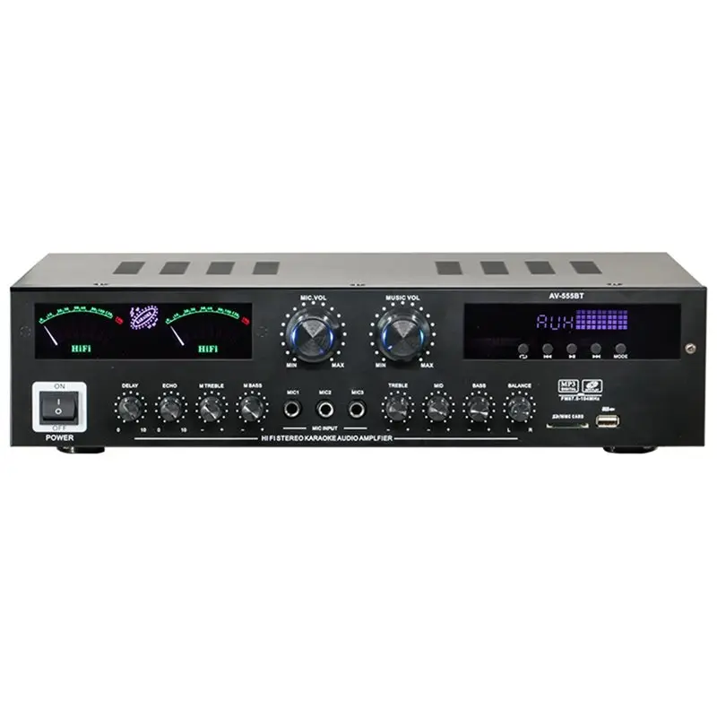 

New Tech AV-555BT Dynamic Screen Sound Amplifier Hifi Stereo Digital Bluetooth5.0 Amplify For Home Car Karaoke Theater 300W