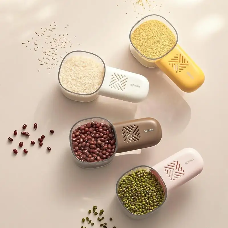 1pcs Kitchen Rice Scoop Multifunctional Moisture And Insect Prevention Grains Digging Noodle Scoop With Scale Measuring Scoop