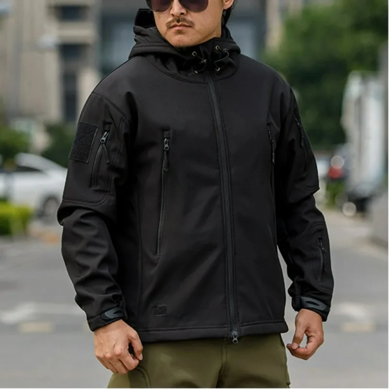 

Men's Winter Fleece Warm Sharkskin Tactical Outdoor Jackets Camping Hiking Trekking Hunting Military Climbing Cargo Hooded Coat