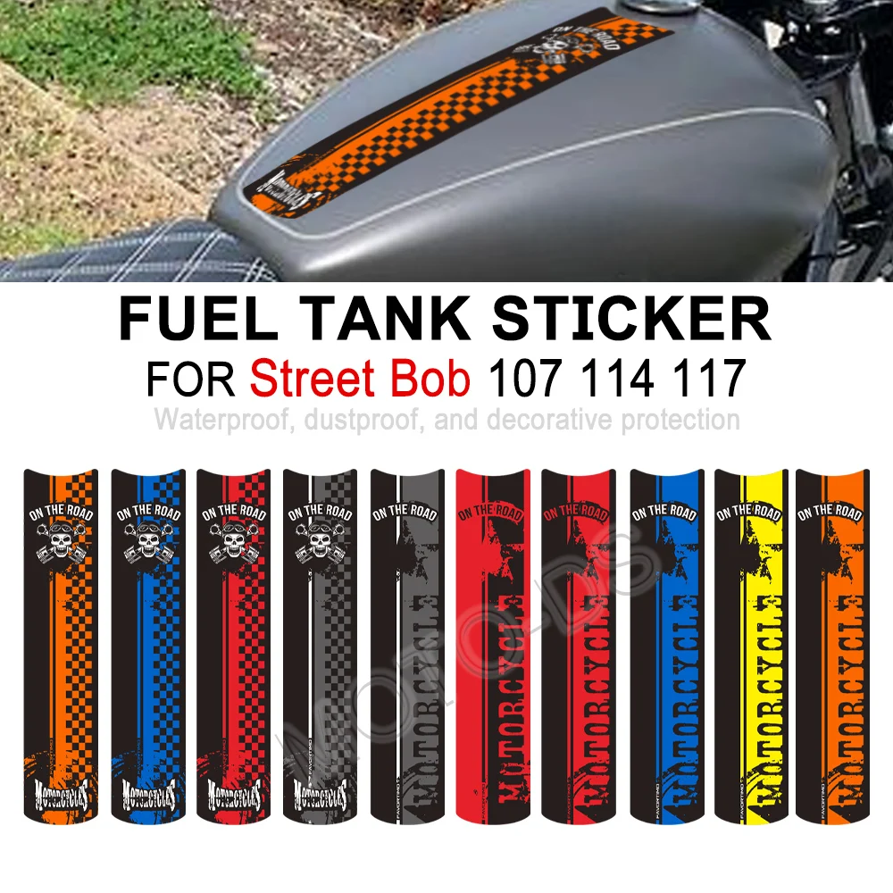 Motorcycle For Street Bob 107 114 117 Tank Pad TankPad Cap Grips Gas Fuel Knee Frosted Stickers Decals Protector