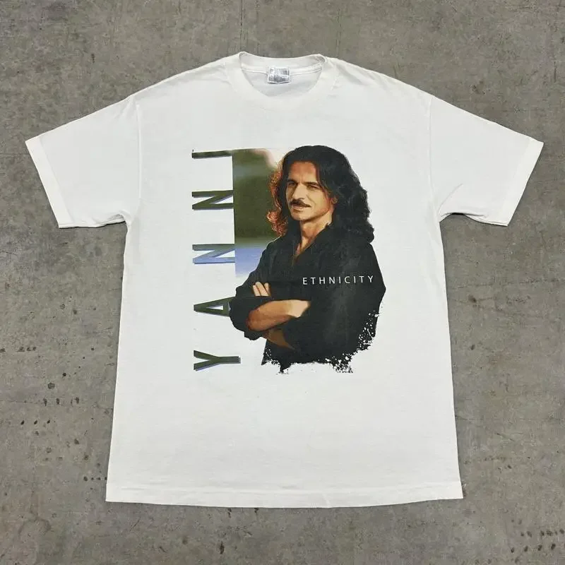 Vintage Composer Yanni Ethnicity 2003 Usa Concert Tour White T Shirt Size Large