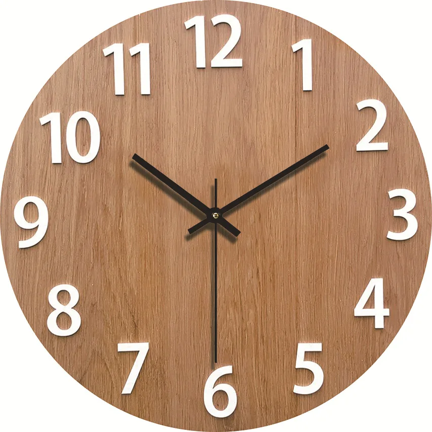 Holzmaserung Wanduhr Transparent Minimalistisches Design Hängende Stille Uhr Wohnzimmer Büro Kunst Wand Uhr Wohnkultur Hororloge – Detail 9