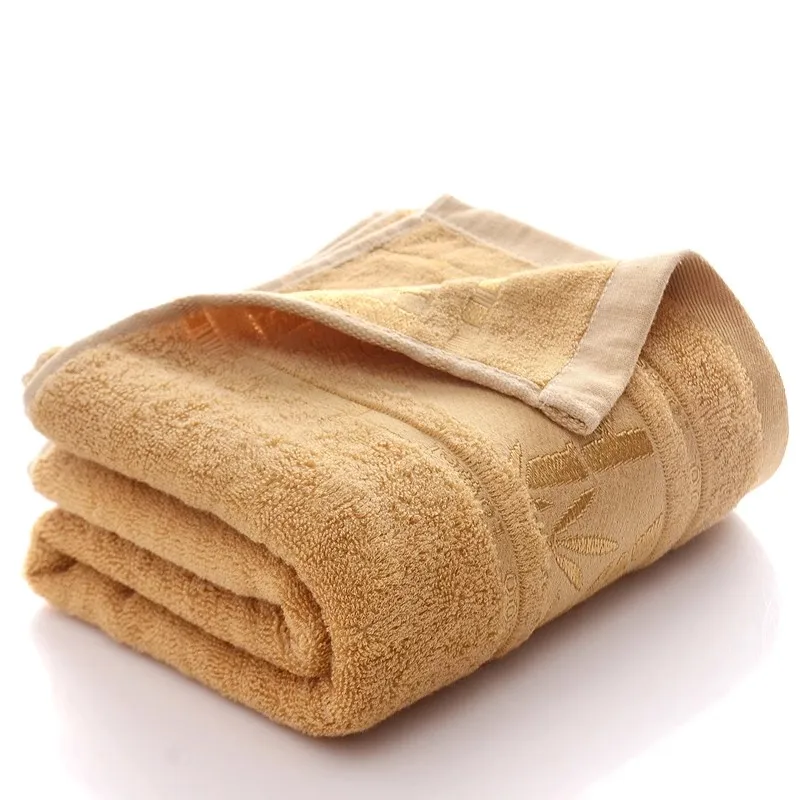 Bamboo Fiber Bath Towel for Adults,Bamboo Forest Embroidery Pattern,Solid Color,74x140cm,1pc，Absorbent and Antibacterial
