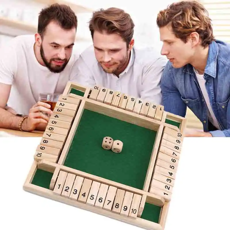 Four-Person Digital Dice Shut The Box Board Game Deluxe Four Sided Table Game Set For Bar Family Party Entertainment