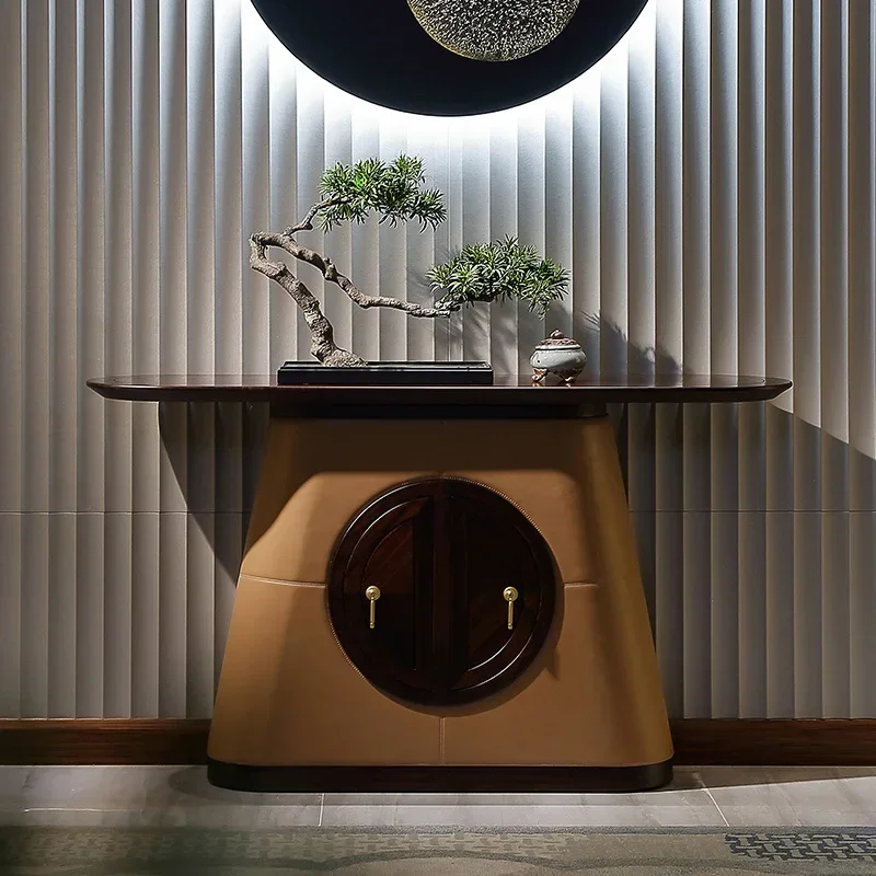 A Chinese Style Ugyen Wood Hallway Cabinet Entrance Foyer Side View Solid Wood Furniture