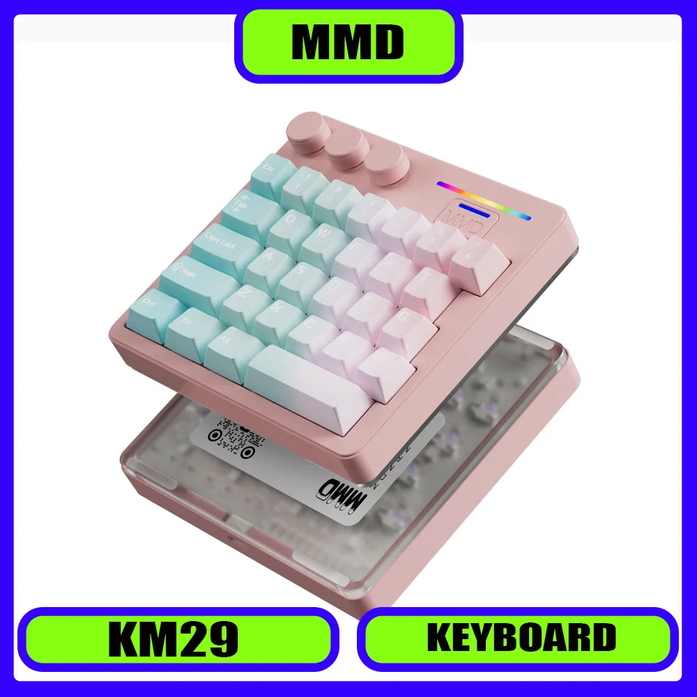 

MMD KM29 CNC One Hand Mechanical Keyboard Wireless 3mode Customized VIA QMK Designer Drawing for PS /PR/C4D Durable