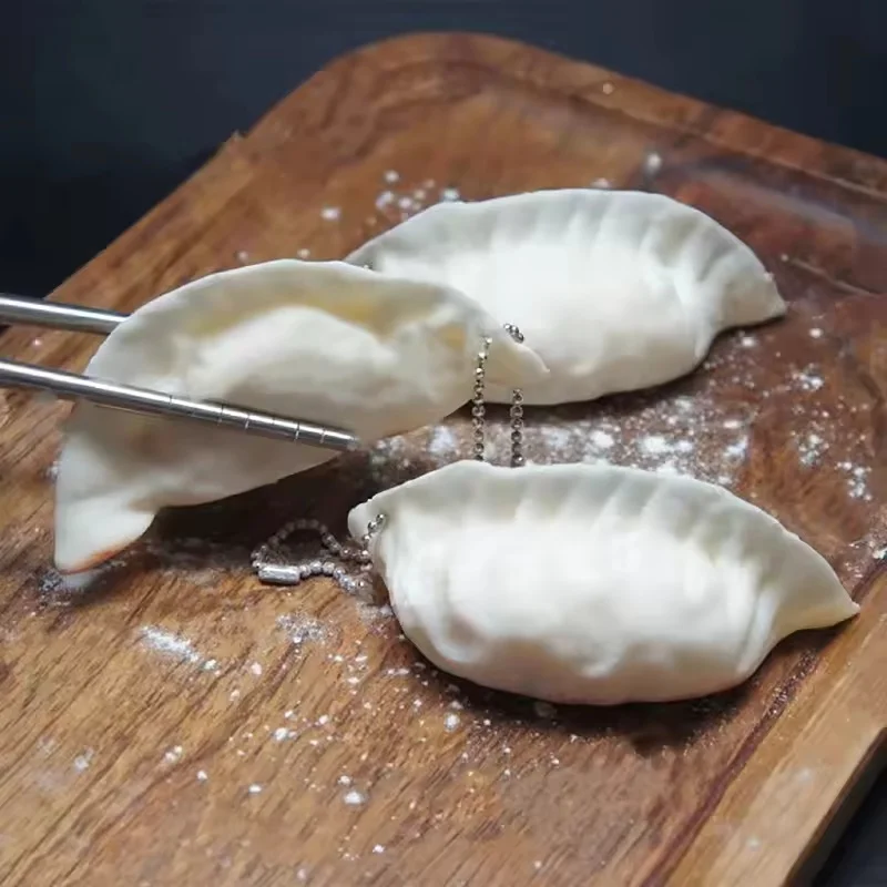 1Pc Cute Mini Dumpling Squeeze Toy Keychain Pendant Designed As a Simulation Food Decoration Perfect for Decompression Gifts