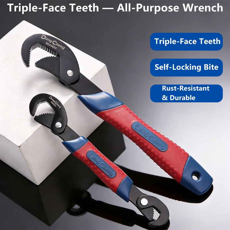 6-22mm 22-32mm Triple Grip Wrench 3-Sided Electroplated Black Anti-Rust Multi-Function Spanner Hand Tool Auto Bike Pipe Repair