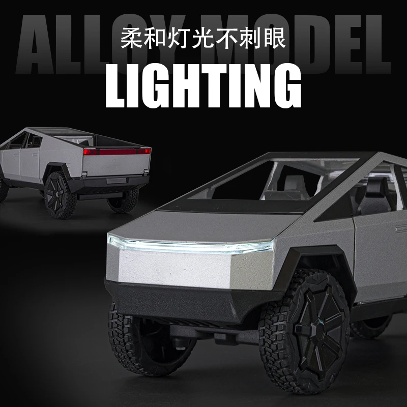 1:24 Cyber toy truck Model Y Model 3 Model X Alloy Diecasts & Toy Vehicles Metal Toy Car Model Sound and light Collection Toy