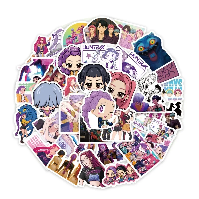 50/74 pçs anime adesivos e cartões para kpop demônio caçador decalques de vedação à prova dwaterproof água diy scrapbooking papelaria bonito adesivo presentes