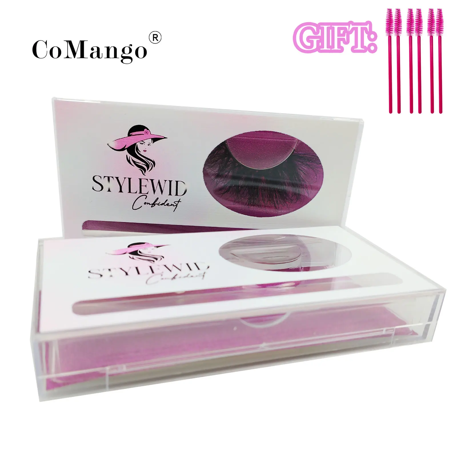 Wholesale Eyelash Plastic Boxes Package Custom 25mm Lashes Box Packaging Brand Logo With Brush For Gift Salon Eye-lash Cases