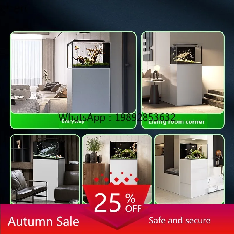 

fish tank bottom filter system complete set of integrated cabinets, living room glass ultra-white stream sleeve tank