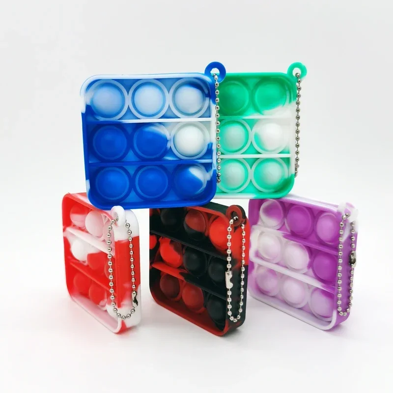 Fidget Toys Push Bubble Sensoriale Squishy Toy Portachiavi Autismo Hai bisogno Portachiavi Bambino adulto Giocattolo antistress per bambini Regalo per bambini