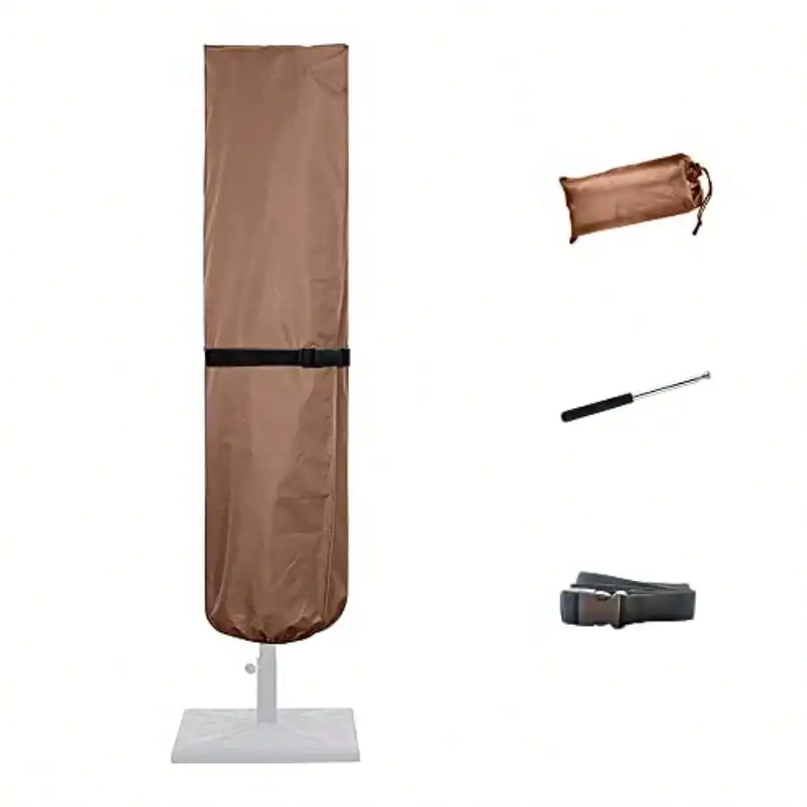 

Cover-420D Waterproof Rectangular Umbrella Cover-Fits 10-12Ft Outdoor Market Parasol 16Ft Double Sided Umbrella.